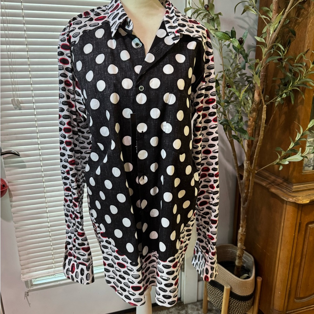 Comme des Garcons Black and White Polka Dot Button Down Shirt